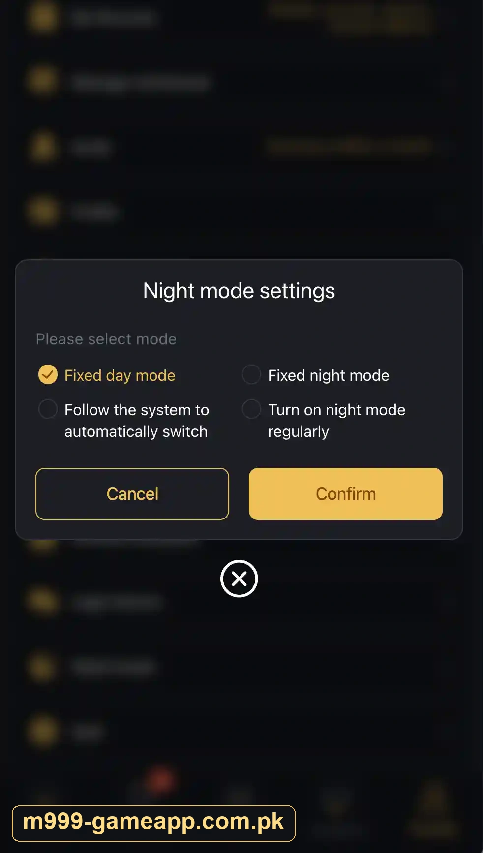 M999 night mode settings